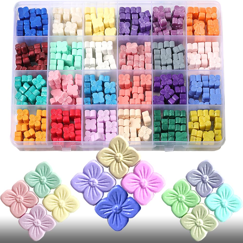 24 Colors Hydrangea Wax Seal Beads,Flower Sealing Wax Beads for Wax Seal Stamp, DIY Wax Seals,Decoration Envelopes Invitation Letters Gift Package (24 Color Flower Beads)