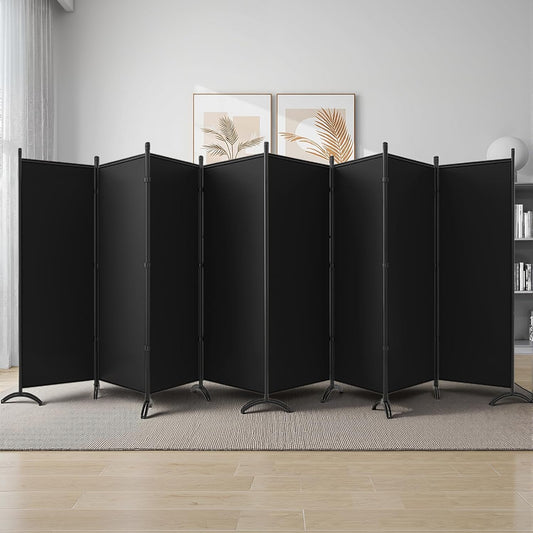 8 Panel Room Divider, Folding Privacy Panel Screens for Office Home Dorm Separation, Freestanding Patition Screen Fabric Panel Wall, Black