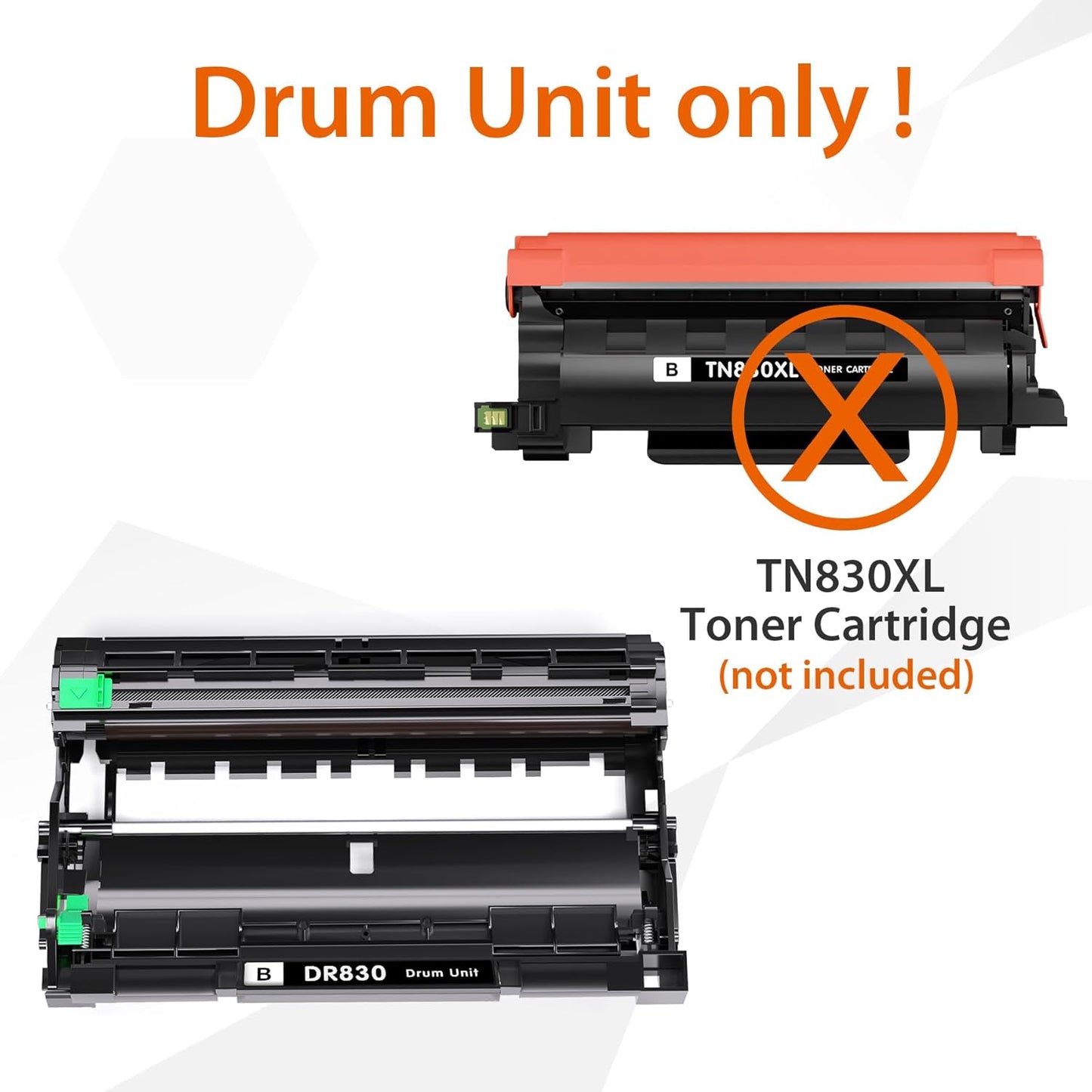 Compatible DR830 Drum Unit (NOT Toner) Replacement for Brother DR830 DR-830 Drum use with HL-L2460DW HL-L2405W HL-L2400D HL-L2480DW MFC-L2820DW MFC-L2820DW XL DCP-L2640DW Printer (2 Pack)