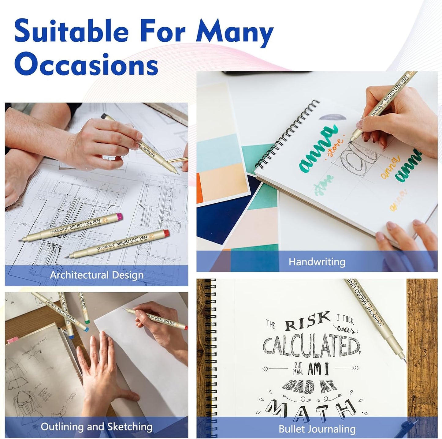 01 Micro Pen, 12 Colors Fine Point Pen, 0.25mm Fineliner Ink Pens for Artist Illustration, Waterproof Archival Ink, Sketching, Anime, Manga, Technical Drawing and Scrapbooking