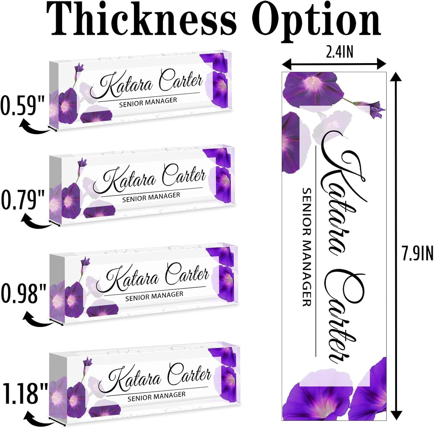 Name Plate for Desk Personalized, Acrylic Desk Decorations, Employee Appreciation Gifts, Custom Office Gifts for Coworkers, Boss, Teacher, Nurse (Morning Glory)