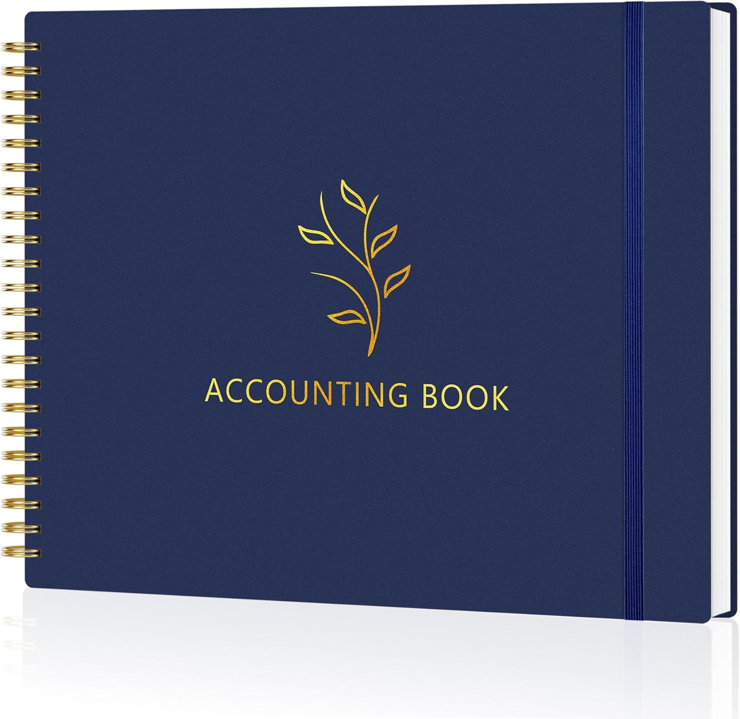Accounting Ledger Book for Small Business & Personal Use, Horizontal Expense Tracker Notebook Ledger Book for Bookkeeping, Financial Income and Expense Log Book 10.2" x 8", Dark Blue