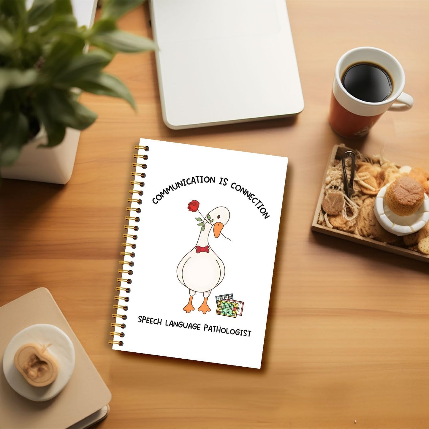 Guymn Speech Language Pathologist Goose Notebook, SLP Speech Therapy Journal, Speech Therapist Gifts, Red Bow Rose Goose Hardcover Spiral Notebooks Journals 5.5x8.3 Inch