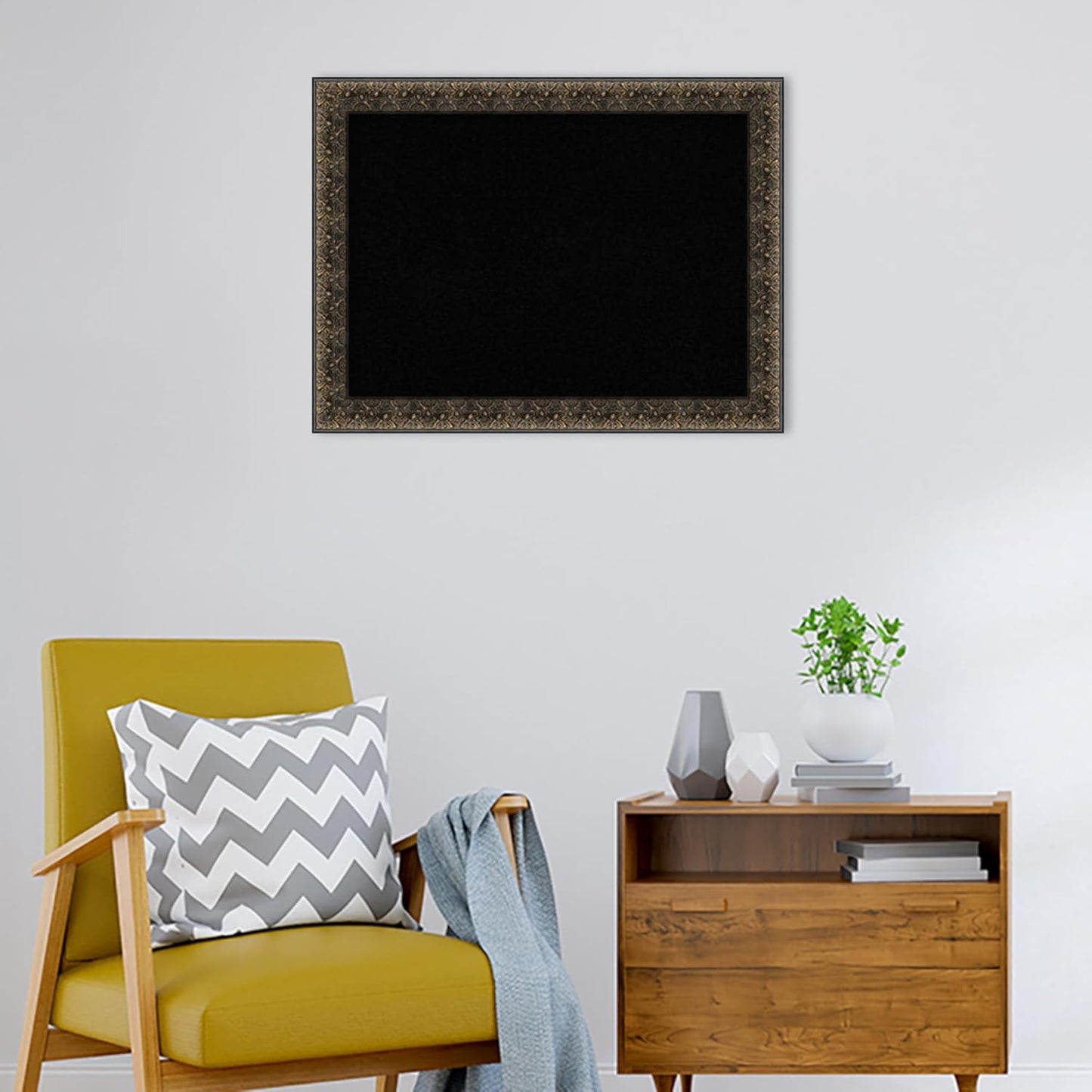 Amanti Art Black Cork Board for Wall, 25x33 Vision Board with Black Wood Frame, Medium Corkboard Office Decor for Home Organization, Traditional Corkboard Pinboard to Display Items for Home