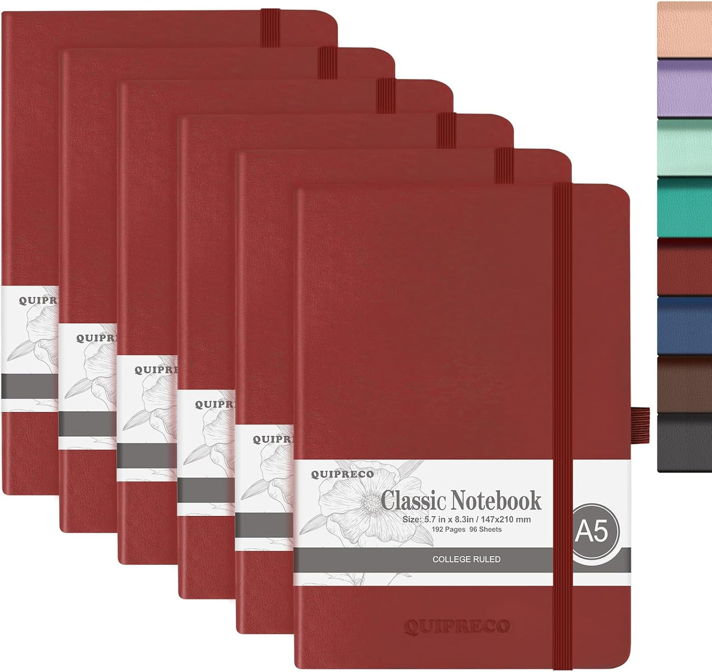 Hardcover Lined Bullet Dotted Journal Notebook, A5 140 192 Pages 100 120Gsm Paper College ruled for School,Work,Travel,and Daily Planning，5.7''*8.3'' (6, Burgundy, A5 Lined)