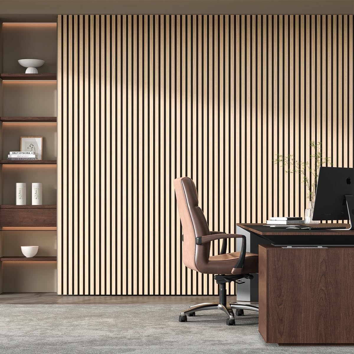 2 Pack Acoustic Wood Panels for Wall and Ceiling, 47.2" x 23.6" Wood Slat Wall Panel for Noise Reduction, Decorative Sound Proof Paneling for Office Studio Home Theater Kitchen Island, Oak