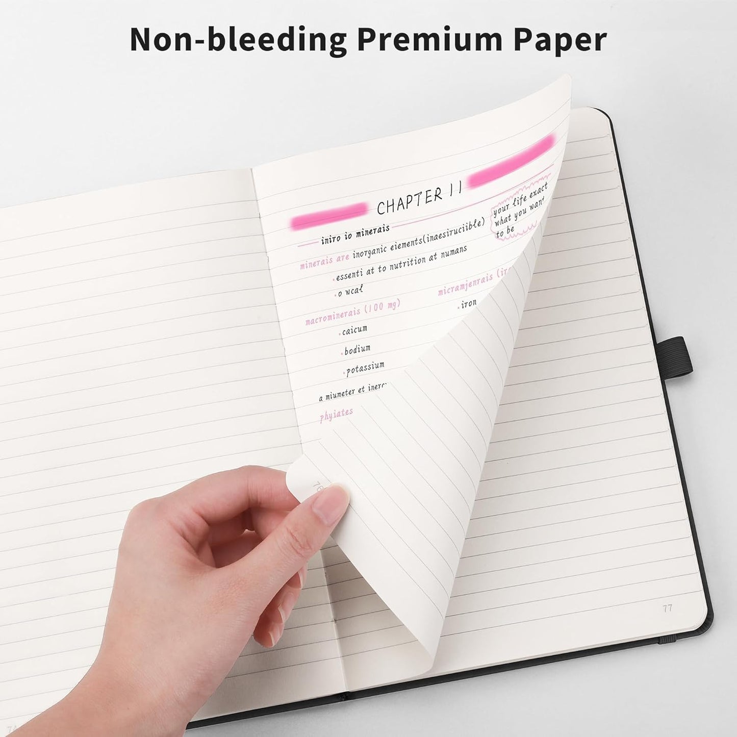 RETTACY Lined Journal Notebook, 192 Numbered Pages, A5 Medium Size (5.7'' x 8.3''), for Men & Women, Journaling, Writing, Work & Office, Leather Hardcover, 100 GSM Thick Paper (Pink)