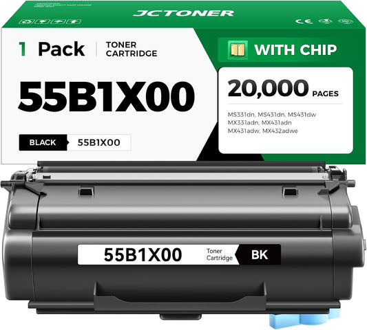 55B1X00 Black Toner Cartridge Extra High Yield with Chip 1Pack Compatible Replacement for Lexmark MS331dn MS431dn MS431dw MX331adn MX431adn MX431adw MX432adwe MS331 MS431 MX331 MX431 Laser Printer Ink