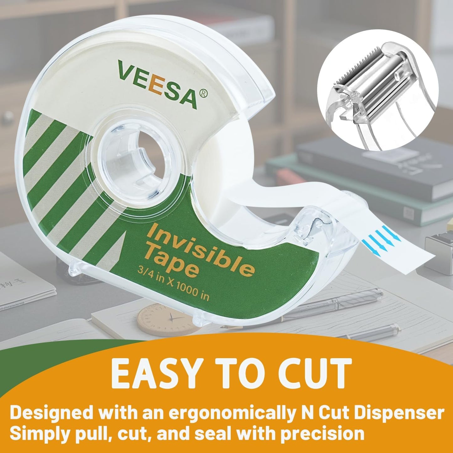 VEESA 12 Rolls Invisible Tape with Dispenser, 3/4 x1000 Inches, Gift Wrapping Tape for Label & Mend, Classroom, Office, School Supplies