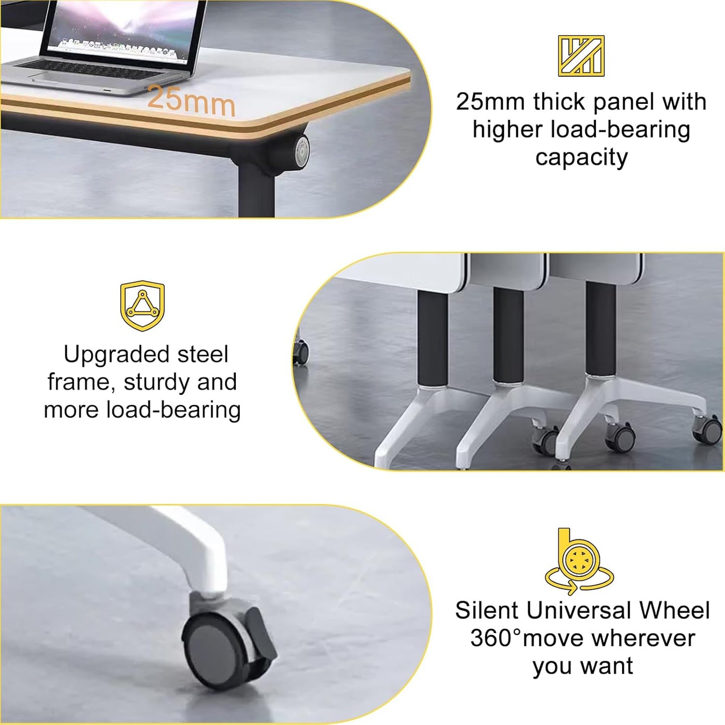 Conference Room Table with Flip-Top Design for Dynamic Meetings, Business Table Computer Desk with Heavy-Duty Frame,Foldable Seminar Meeting Tables for Home Office (4, E, 47.2IN)