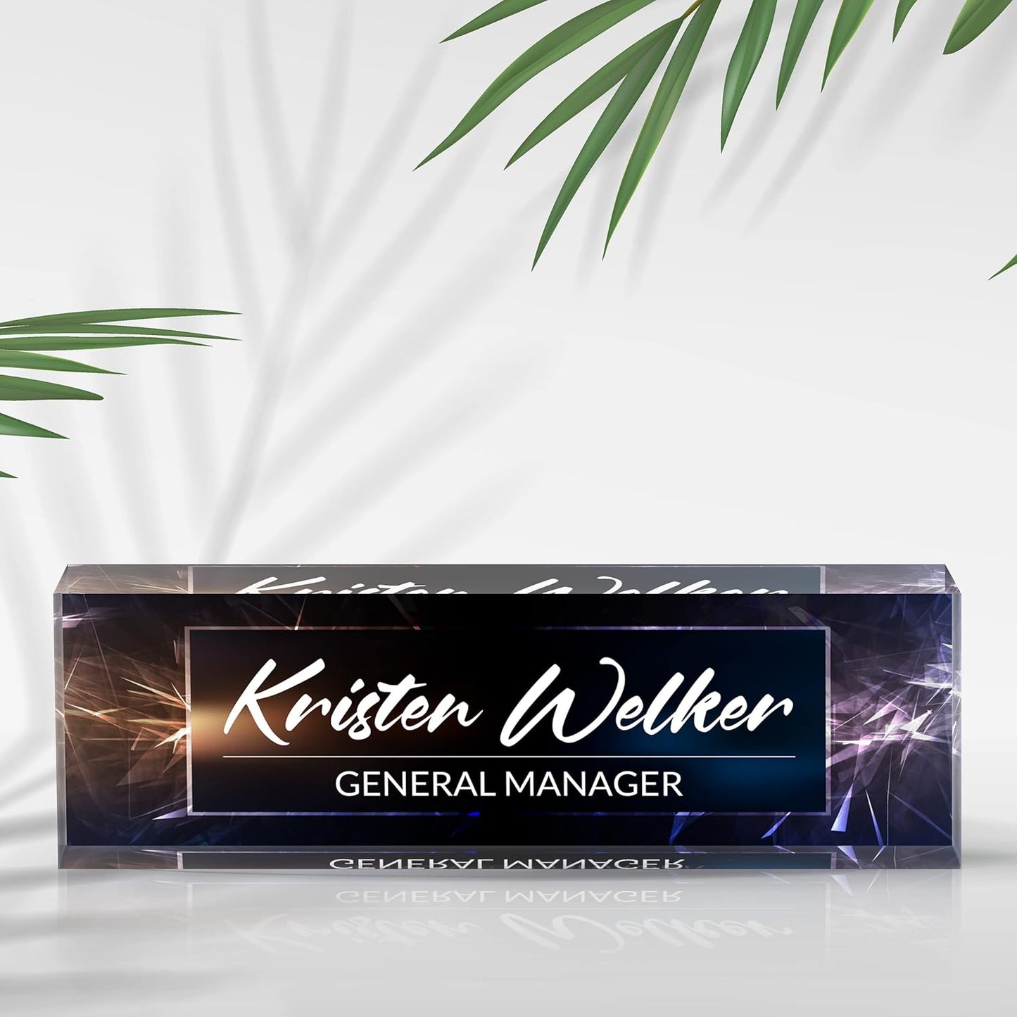 Office Desk Name Plate Personalized, Custom Name Plates for Desks, Name Plate Personalized for Office, Employee Appreciation Gifts (Sparkle)