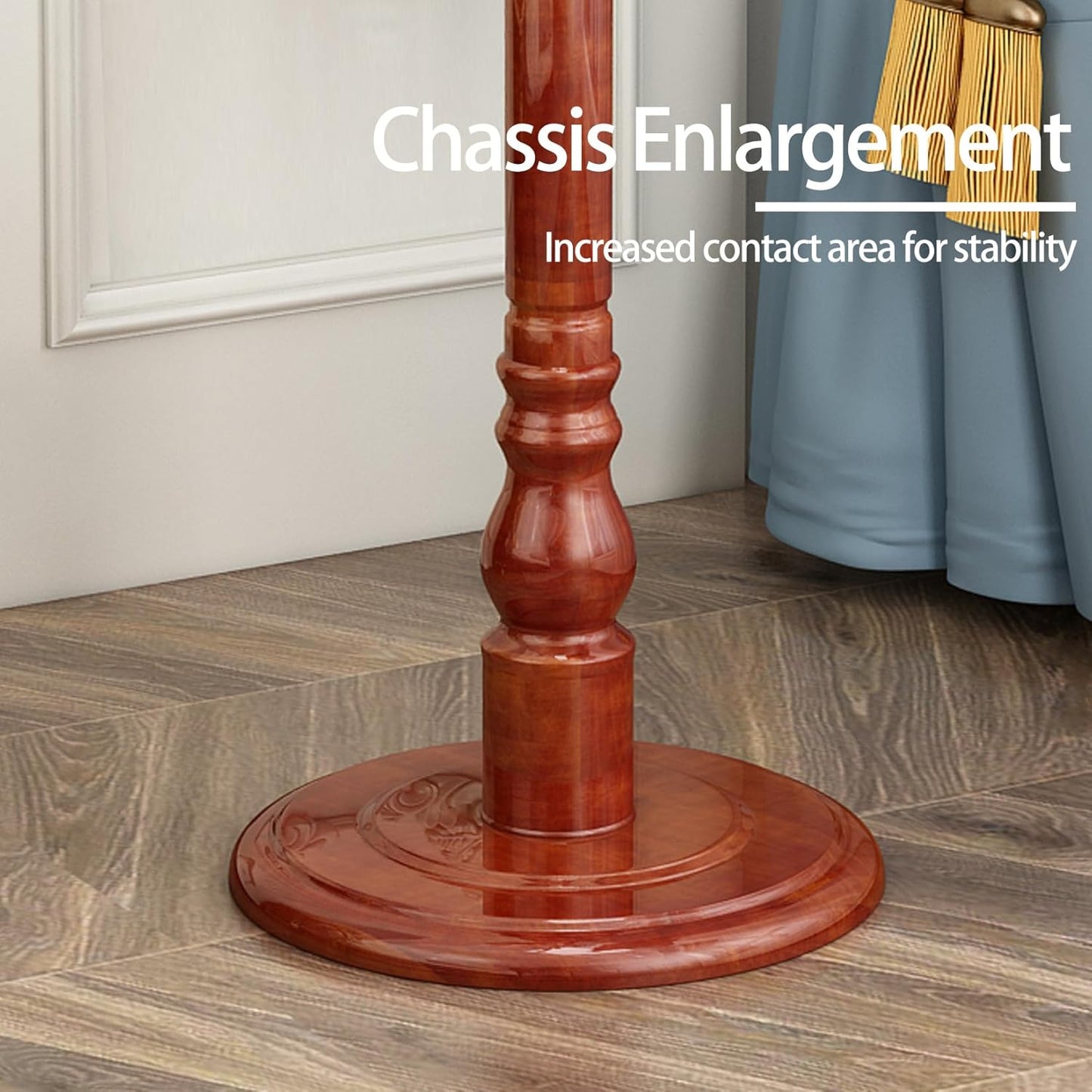 Wooden Coat Rack, Heavy Duty Coat Rack Freestanding with 11 Smooth Hooks, Coat Tree, Vintage Clothes Hanger Stand with Stable Disc Base for Bedroom, Entryway, Office-Load 180lbs (Light Brown)