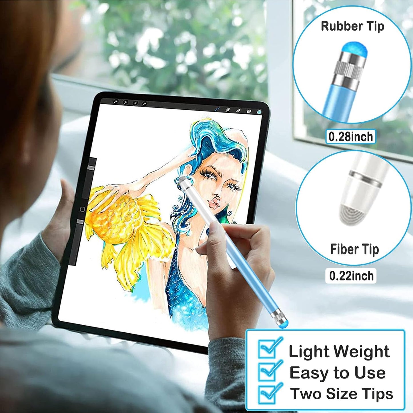 Stylus Pens for Touch Screens with 8 Extra Tips High Sensitivity & Precision Tablet Pen(4pcs),2 in 1 Stylus for iPad Compatible with All Devices