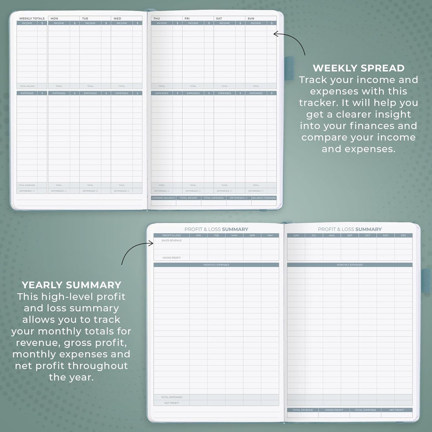 Clever Fox Income & Expense Tracker – Accounting & Bookkeeping Ledger Book for Small Business – 1-Year Record Notebook, A5 (Blue Surf)