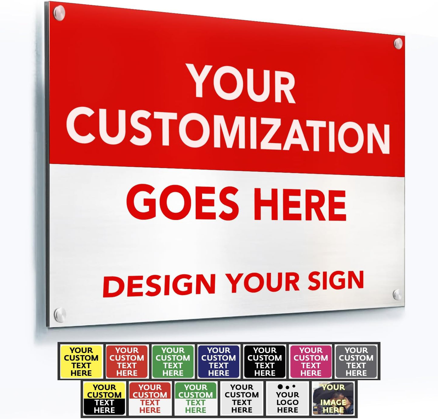 SPEEDYOOKS Custom Outdoor Metal Sign, Personalized Aluminum, Customized Safety, Business, Waterproof - White Aluminum (Red & White, 20x20 In)