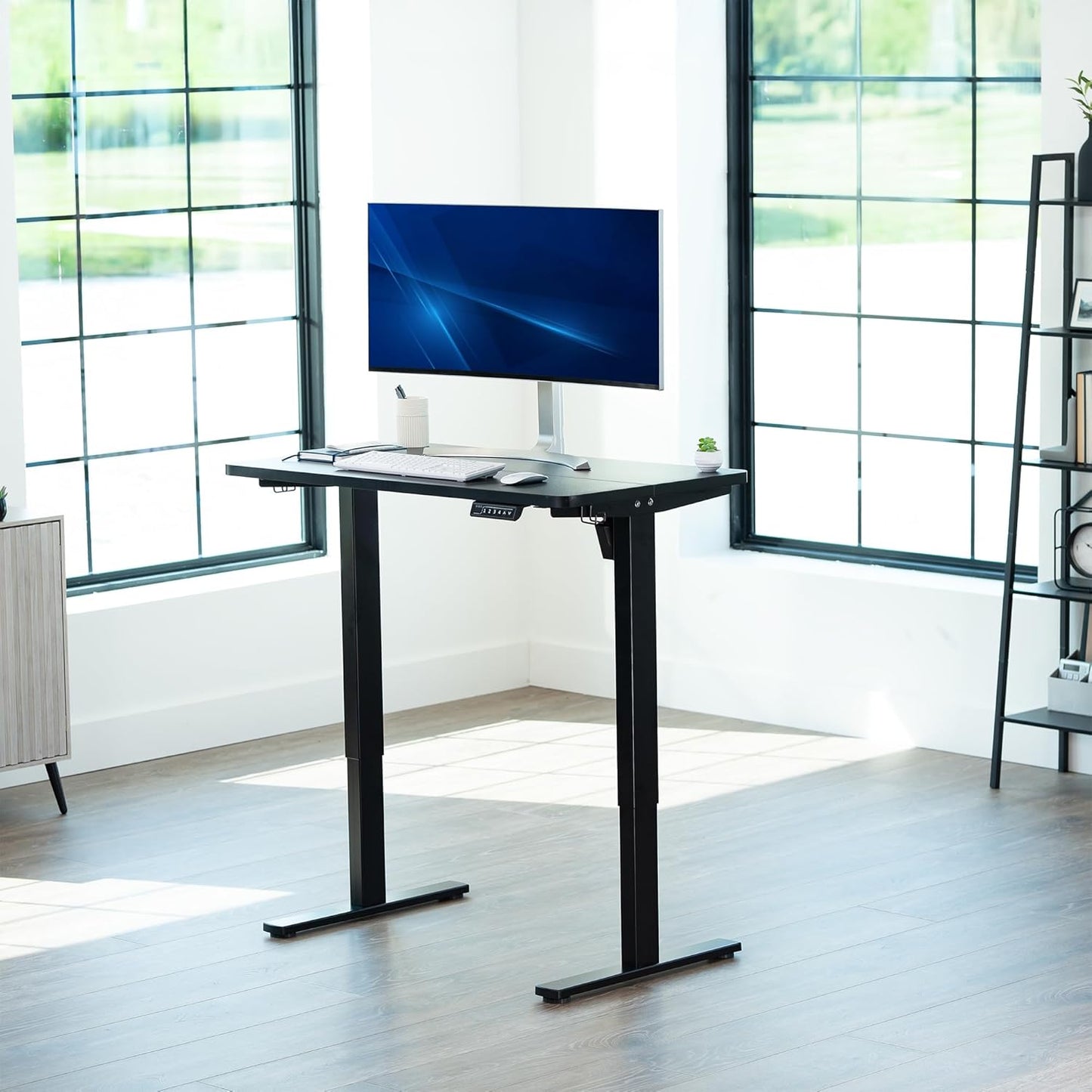 VIVO Electric 43 x 24 in Standing Desk, Memory Height Adjustment, 1B Series, Black Top, Black Frame, DESK-1B4B