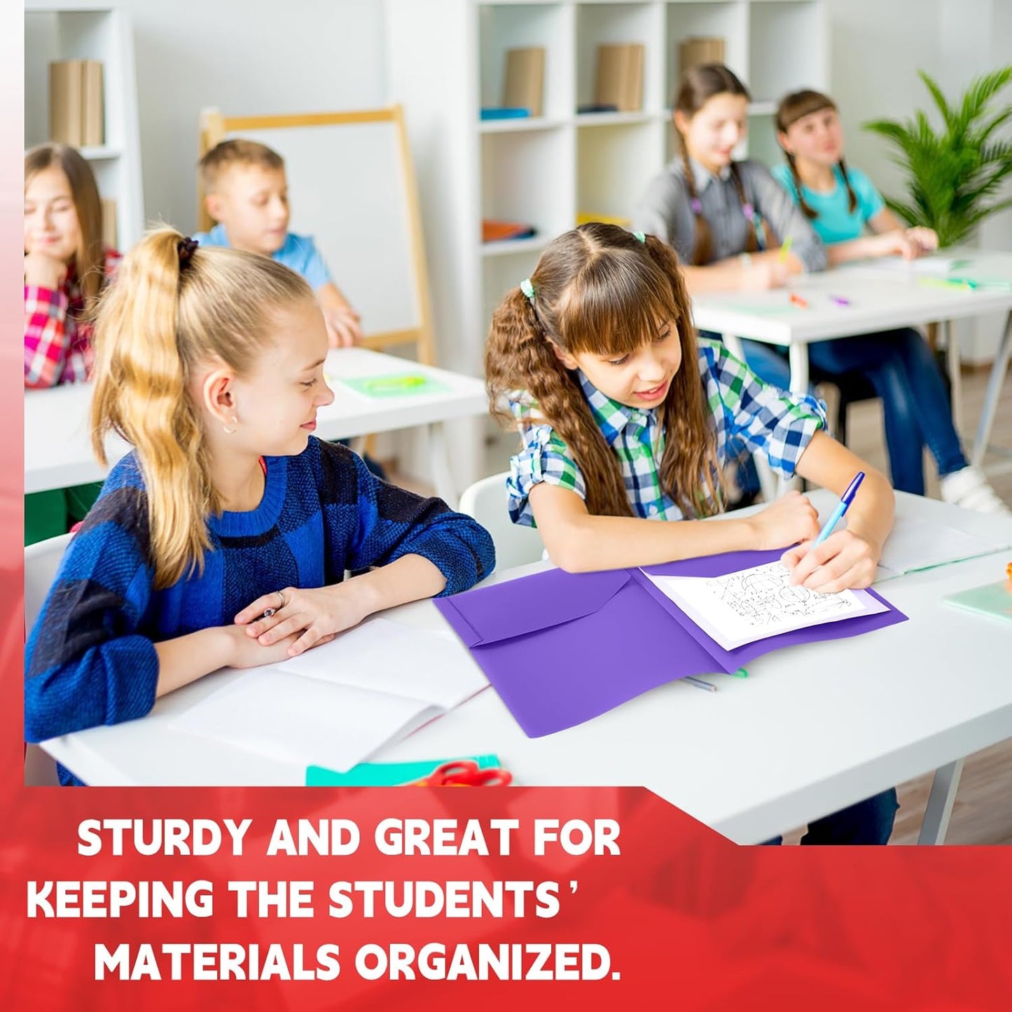 Gueevin 50 Pcs Plastic Folders with Pockets, Back to School Two Pocket Folder Fit Letter Size, Heavy Duty School Business Card Holder for Home Office, 11. 61 x 9. 45 Inches (Multicolor)