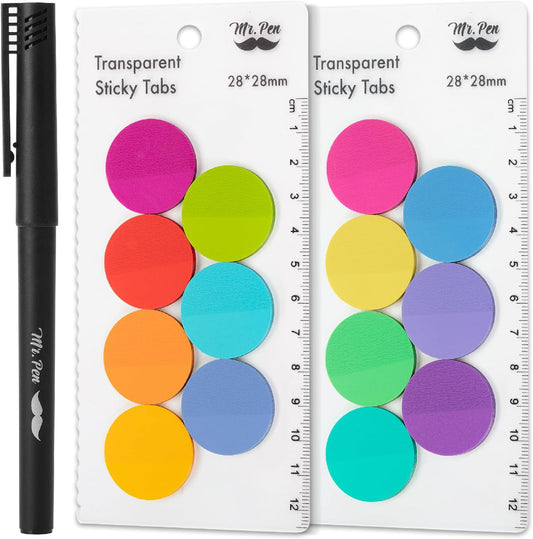Mr. Pen- Transparent Sticky Note Set, 560Sheets, Colorful, Round Transparent Sticky Notes Set