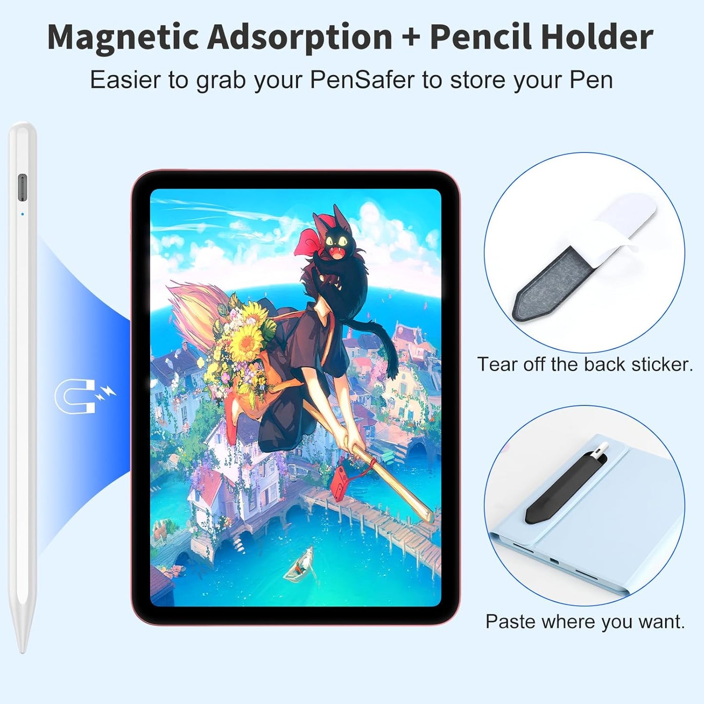 Stylus Pen for iOS&Android Touch Screens, Active Pencil for Samsung, Smart Digital Stylus Pens for Lenovo/Vivo/Mi/HUAWEI and Other Tablets, iPhone/Samsung/Google Pixel Smart Phones for Drawing&Writing