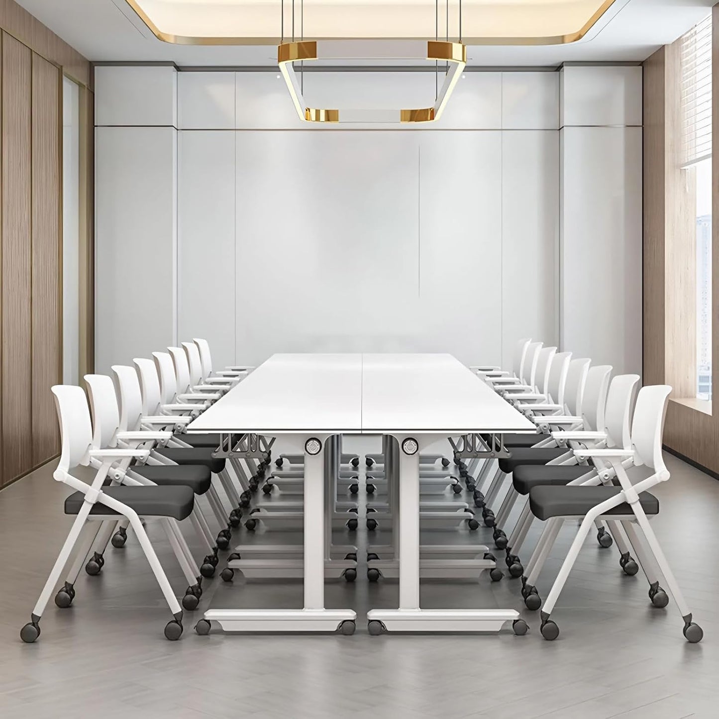 8Pack Conference Room Table, Folding Conference Table for Office Classroom, Mobile Training Tables with Casters Silent Wheels, Large Rectangular Convertible Modular Seminar Tables (L70.9in)