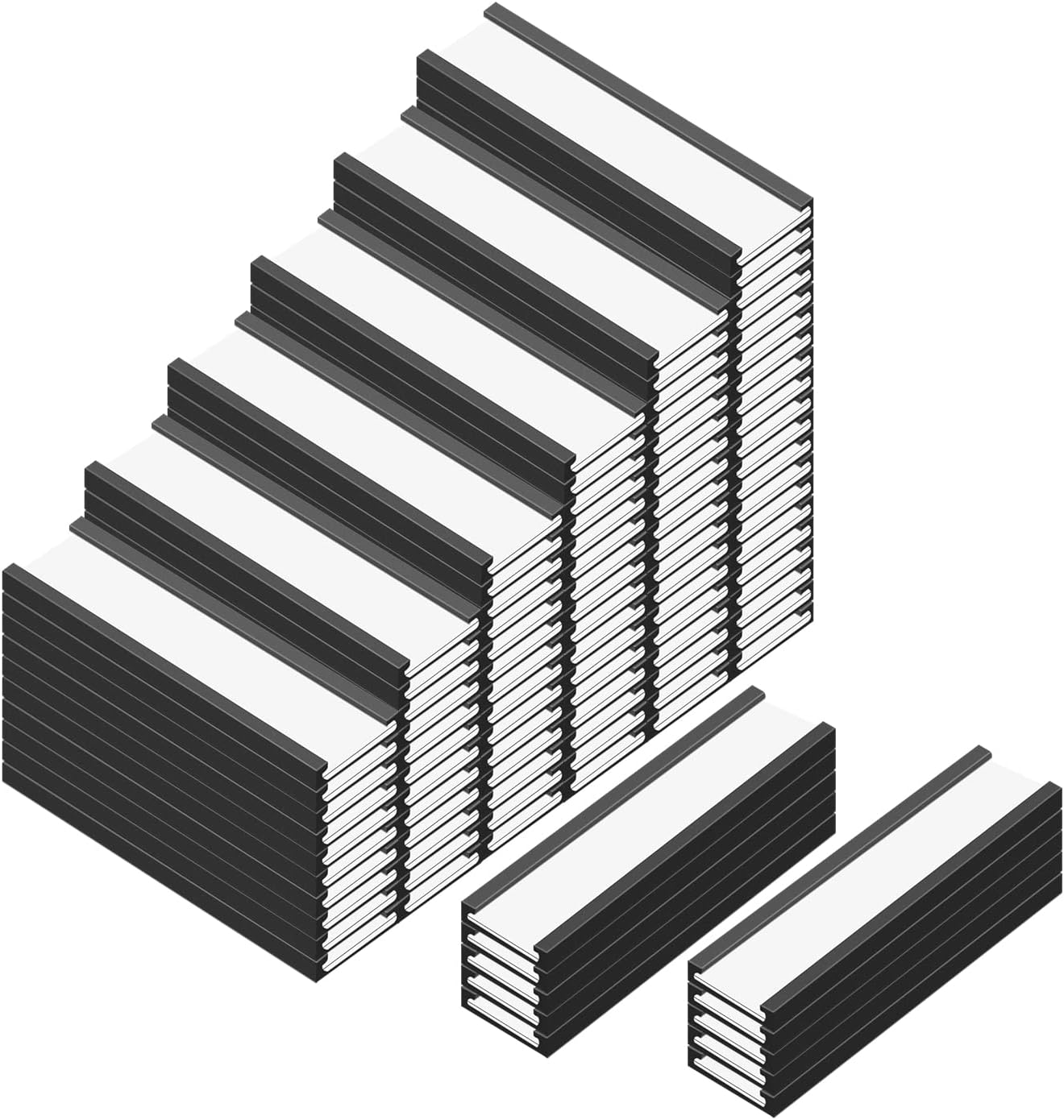 C Channel Magentic Label Holders 0.5x2 Inches with Paper Inserts and Clear Plastic Protectors,Magnetic Data Card Holders File Cabinet,Pack of 100