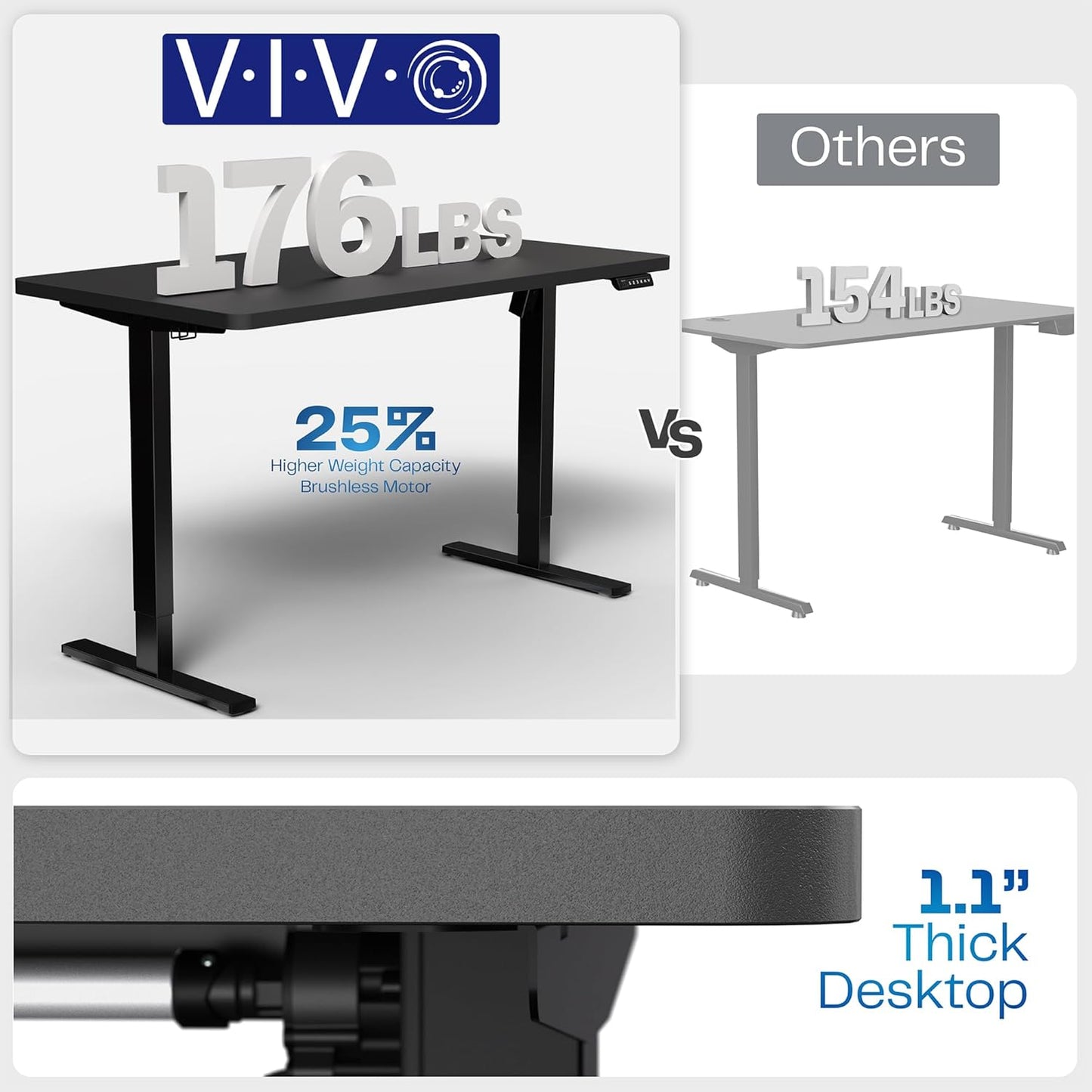 VIVO Electric 43 x 24 in Standing Desk, Memory Height Adjustment, 1B Series, One-Piece Black Top, White Frame, DESK-KIT-1W4B