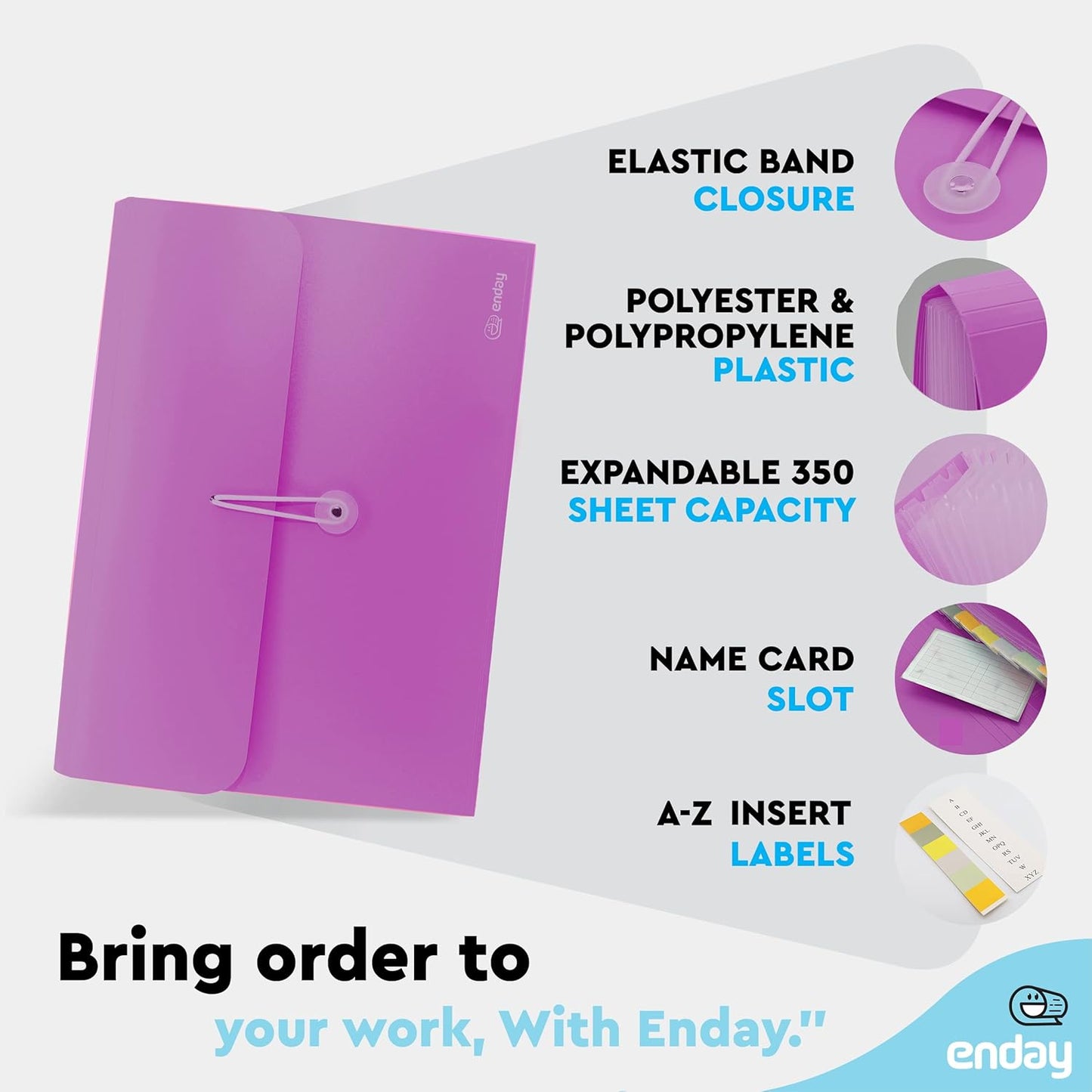 Accordion File Organizer 13 Pocket Expanding File Folder with Labels, Accordion File Organizer Letter Size Letter A4 Paper for Receipts, Bills and Documents 13" x 9.5” –by Enday