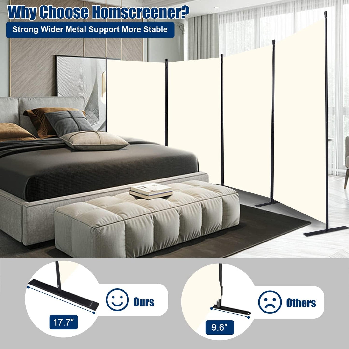 Room Divider 6FT Portable Room Dividers and Folding Privacy Screens, 136'' W Fabric Divider for Room Separation, 4 Panel Partition Room Dividers Freestanding Wall Divider Screen for Dorm Studio Office