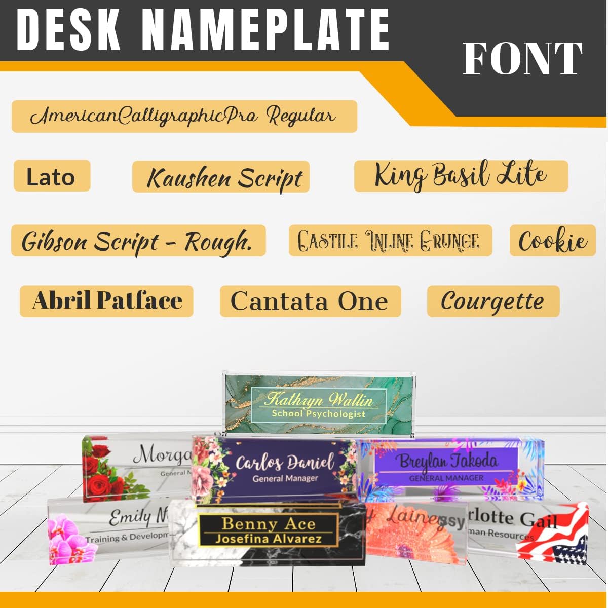 Desk Name Plate Personalized | Office Desk Accessories | Produced in USA | Office Desk Accessories| Name Plate for Desk | Ships Next Day…, Ykl-green Marble