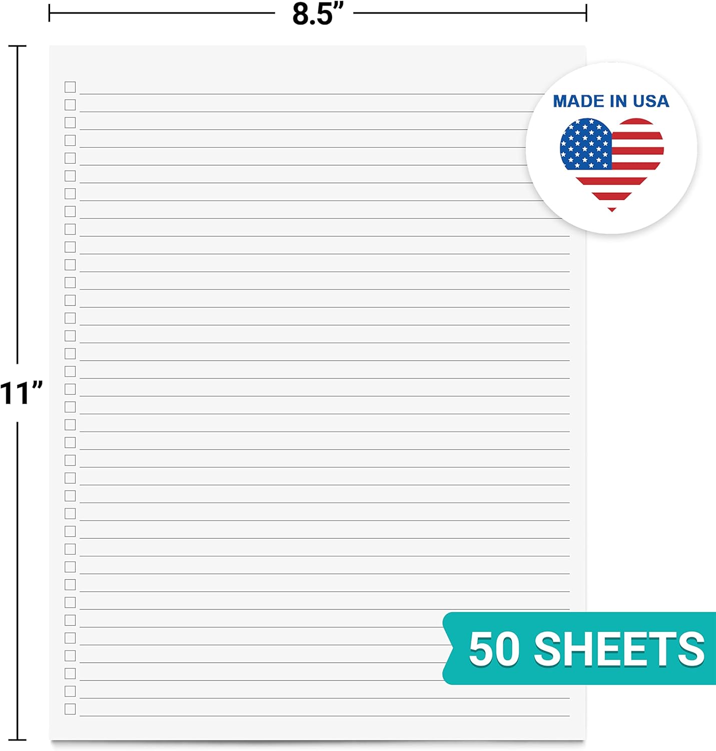 321Done Checklist To Do List Notepad - 50 Sheets (8.5" x 11") To-Do Checklist Tear Off Planning Pad, Large Letter Size - Made in the USA - Plain Gray