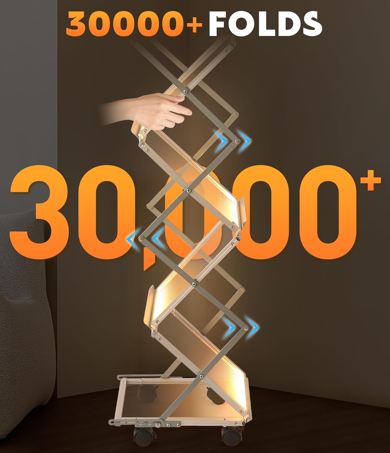 LED Magazine Rack Floor, Sleek Brochure Display with LED Message Writing Board, Mobile Magazine Holder for Trade Shows/Exhibition/Office/Restaurant/Menu Sign with Pens