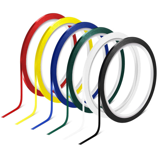 6 Rolls 1/8 Whiteboard Tape - Thin Dry Erase for Art, Charts & Whiteboards - Pinstripe Paper Tape, 108 Feet per Roll (6 Colors)