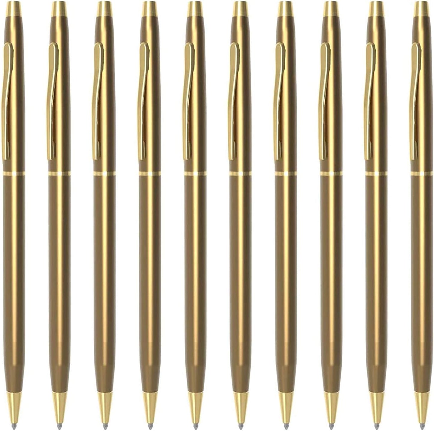 Cambond Ballpoint Pens Fancy Pens - Black Ink Bulk Pens 1.0 mm Medium Point Retractable Metal Pen Comfortable Writing for Men Women Police Uniform Office Business, 10 Pack (Champagne Gold)