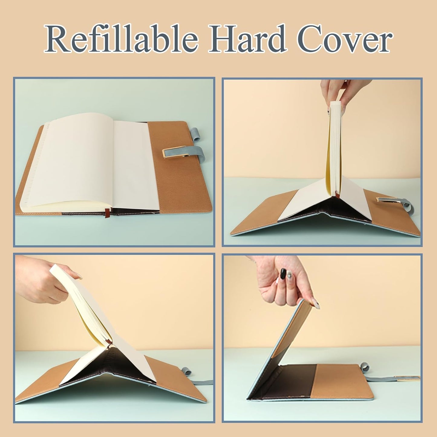 Fanery Sue Refillable Adventure Travel Journal For Women & Men Faux Leather Hardcover A5 Travel Notebook College Ruled 200 Lined Pages Lay-Flat Diary With Pen & Magnetic Buckle（Adventure - Blue