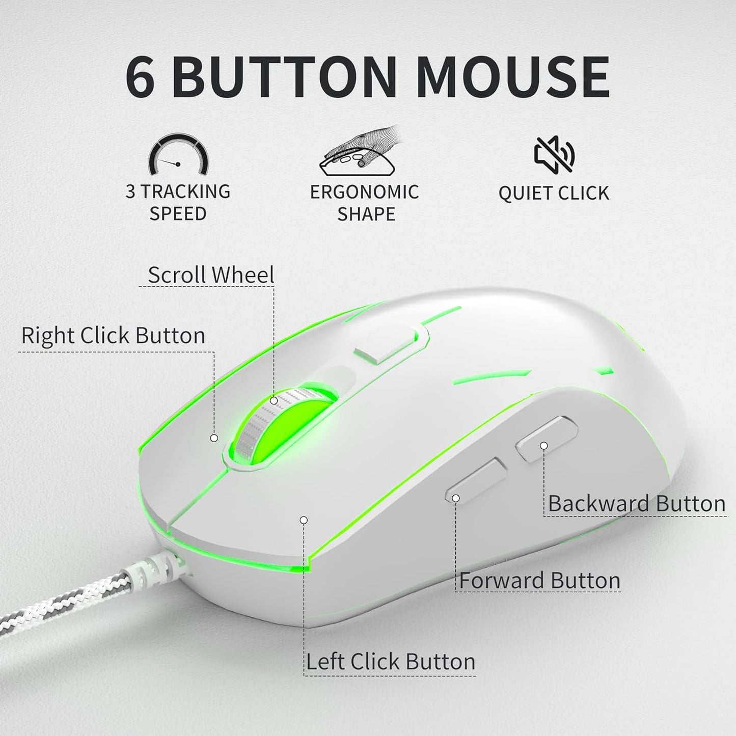 MageGee Creamy Keyboard and Mouse Comb,K2 Classic Keyboard Wired RGB Backlit Keyboard 104 Waterproof Ergonomic Keyboard,PC Keyboard for PC/loptop/MAC - Knight Red