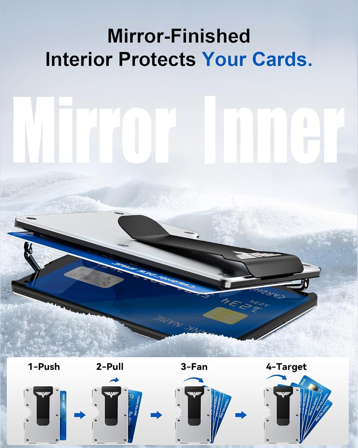 Minimalist Wallet for Men, Metal Wallet with Money Clip, Slim Compact Wallet, RFID Blocking Card Holder, Metal Aluminum Credit Card Holder, Holds up to 20 Cards