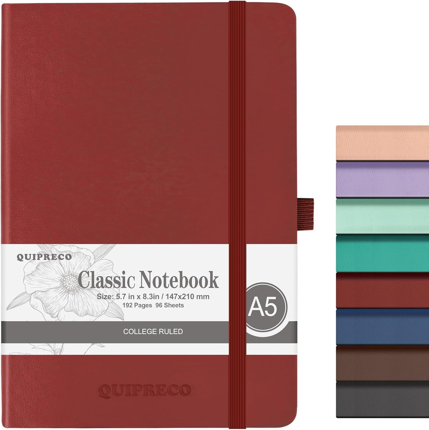 Hardcover Lined Bullet Dotted Journal Notebook, A5 140 192 Pages 100 120Gsm Paper College ruled for School,Work,Travel,and Daily Planning，5.7''*8.3'' (1, Burgundy, A5 Lined)