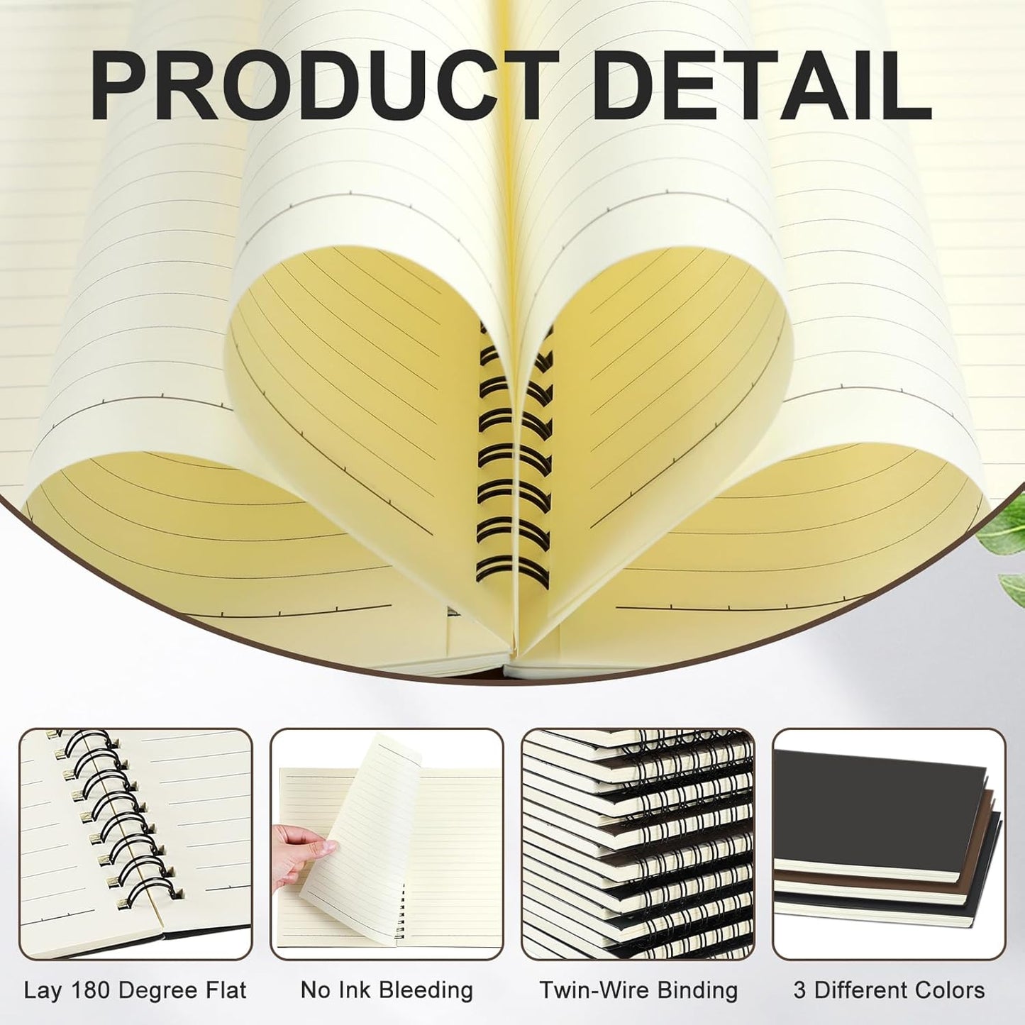 Yahenda Spiral Notebook Bulk A5 Journal Lined 8.3'' x 5.5'' Writing Composition Paper Small Notepad Subject Notebook for Students Office Business Back to School Supplies(Dark Color,3 Pcs)