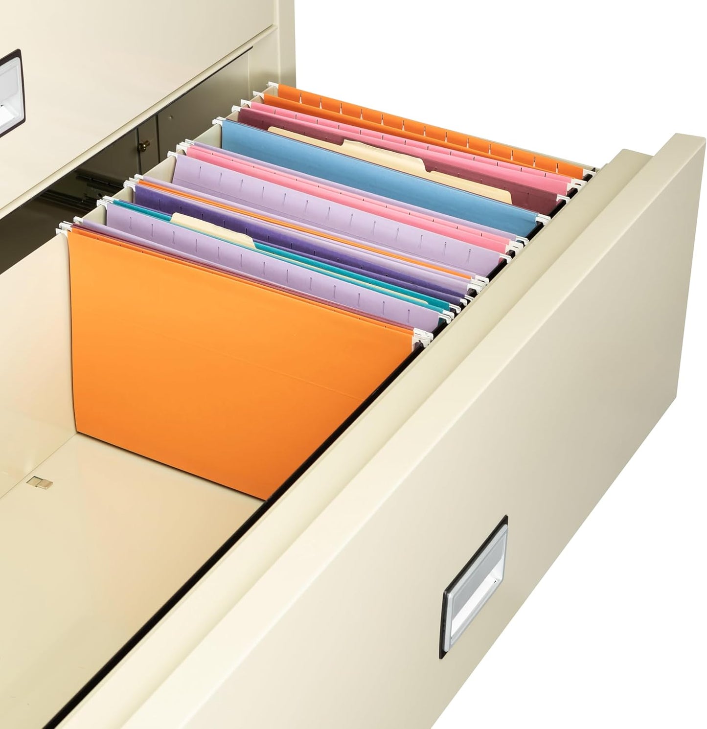 44 inch Wide 4-Drawer Lateral Fireproof File Cabinet – Legal and Letter Size Filing – Key Lock – Water Resistant – Fire Safe and Impact Rated – Putty Finish – Model LAT4W44P