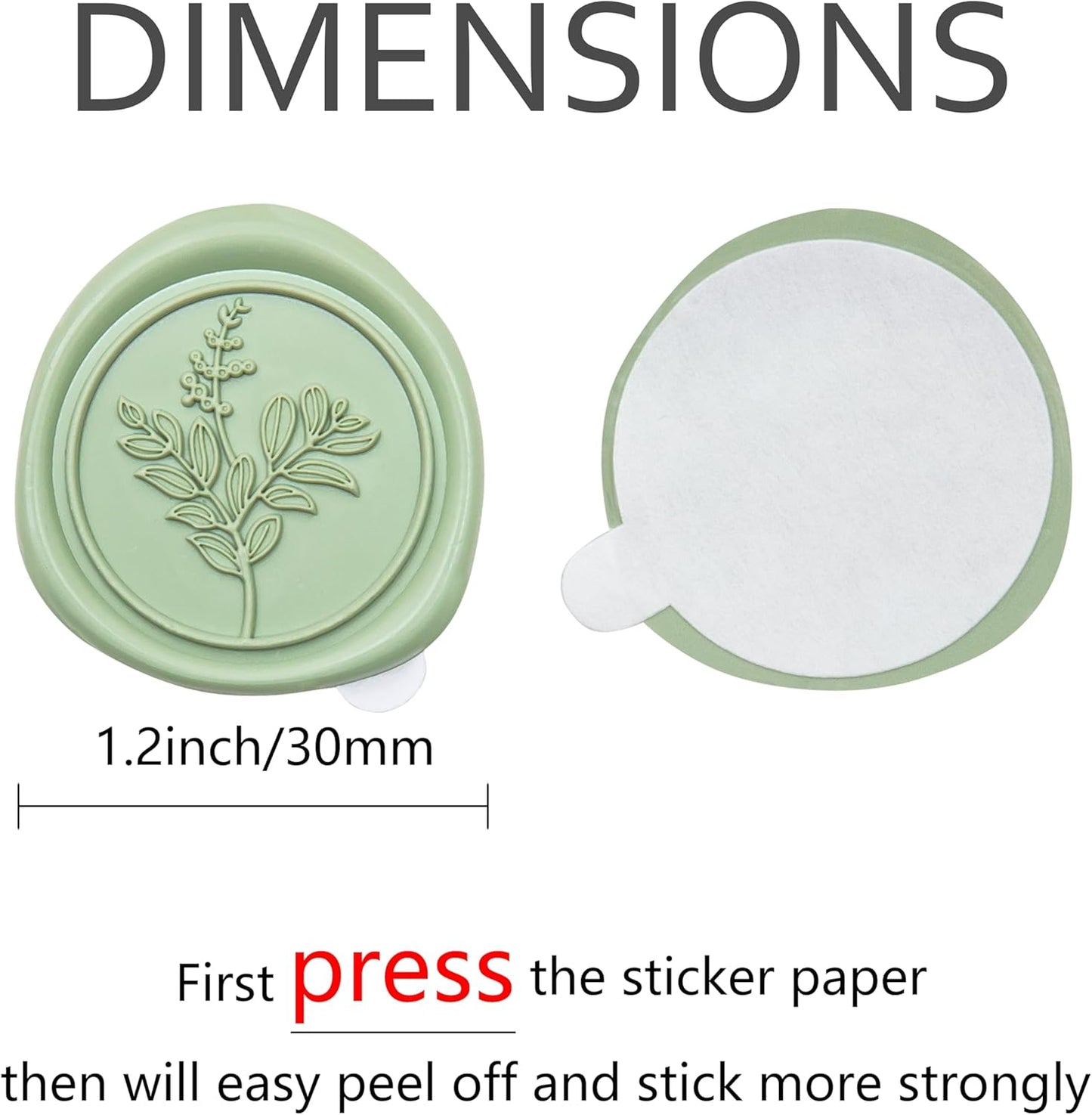 60 Pcs Sage Green Wax Seal Stickers, Wedding Invitation Accessories Envelope Stickers - Peferct for Wedding Accessories, Gift Box Craft Wrapping, Christmas Cards Envelope Seals