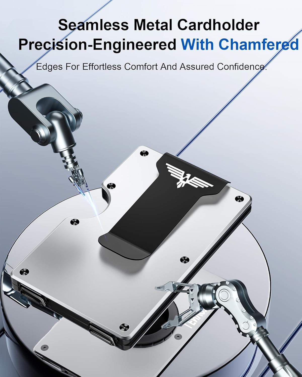 Minimalist Wallet for Men, Metal Wallet with Money Clip, Slim Compact Wallet, RFID Blocking Card Holder, Metal Aluminum Credit Card Holder, Holds up to 20 Cards