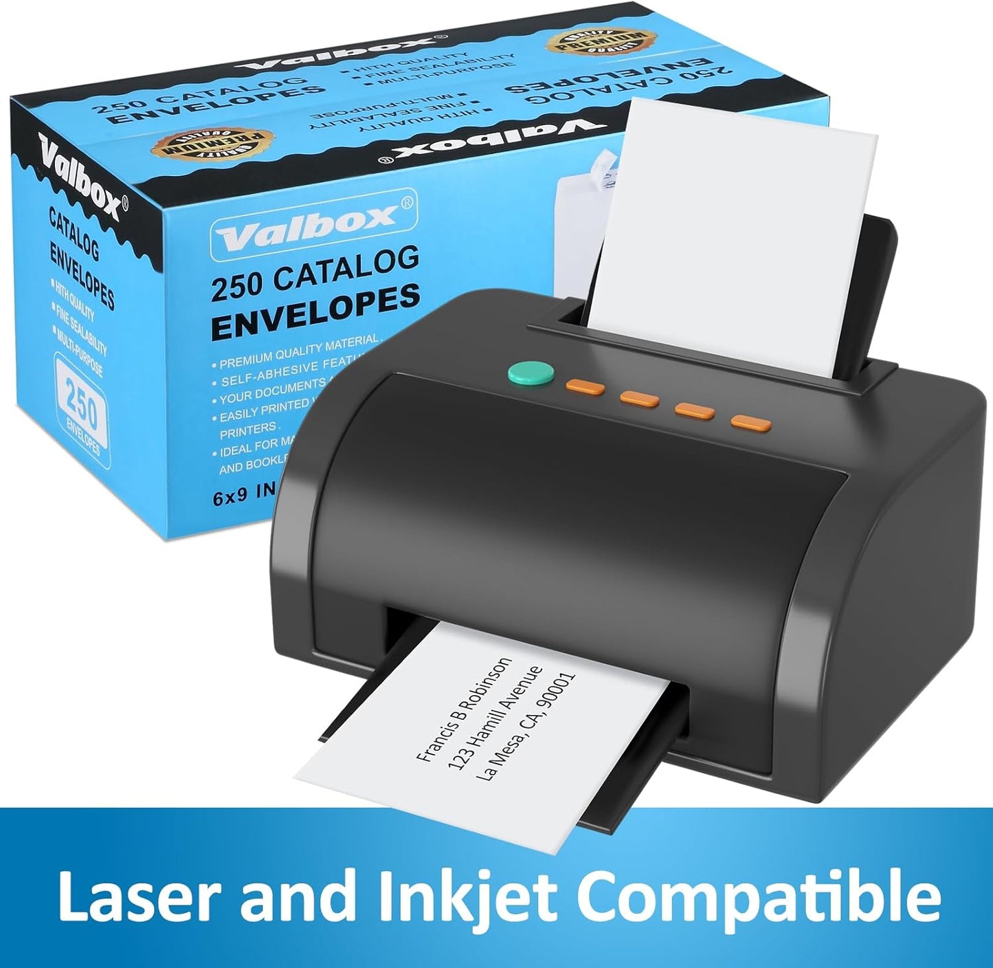 ValBox 6x9 Self Seal Security Catalog Envelopes 250 Count Small White Envelopes for Mailing, Storage and Organizing