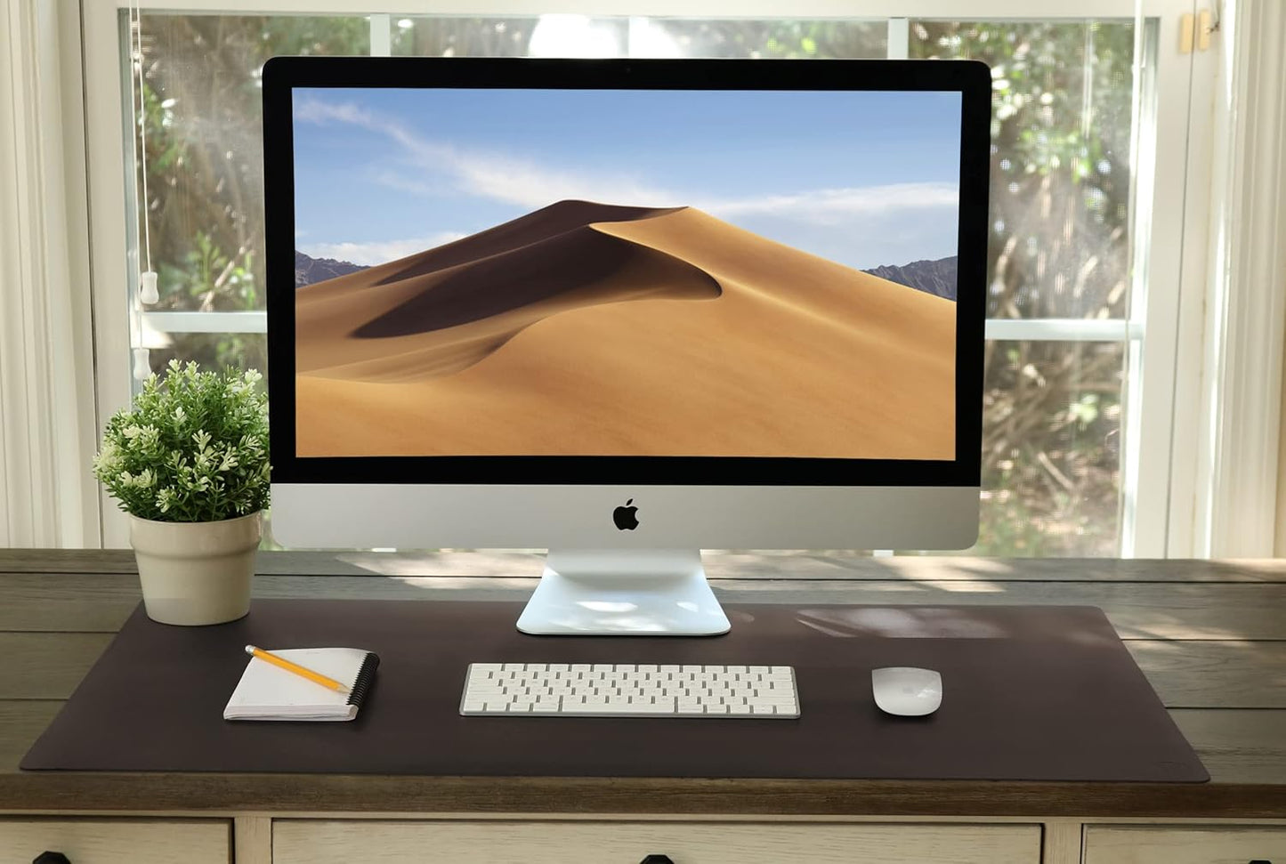 Vine Creations Leather Desk Mat Large 36" x 20", Desk Protector Mat, PU Leather Desk Pad, Large Mouse Pad, Desk Blotter, Desk Pads on Top of Desks, Desk Matt for Desktop, Office Desk Mat (Dark Brown)