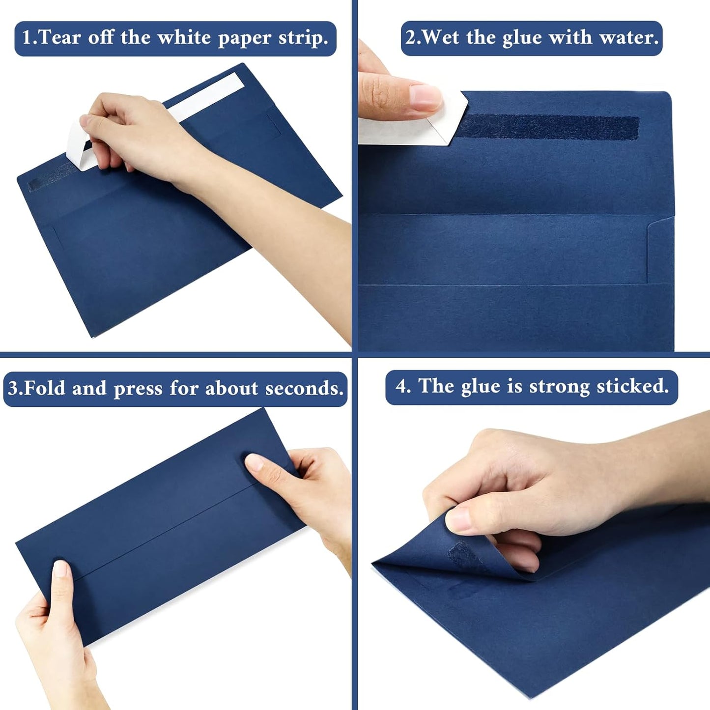 200 Pack #10 Business Envelopes, Navy Blue Standard Envelopes Self Seal, Letter Size Mailing Envelopes for Checks Letters Invoices Statements Birthday Graduation Wedding,4 1/8 x 9 1/2 Inch