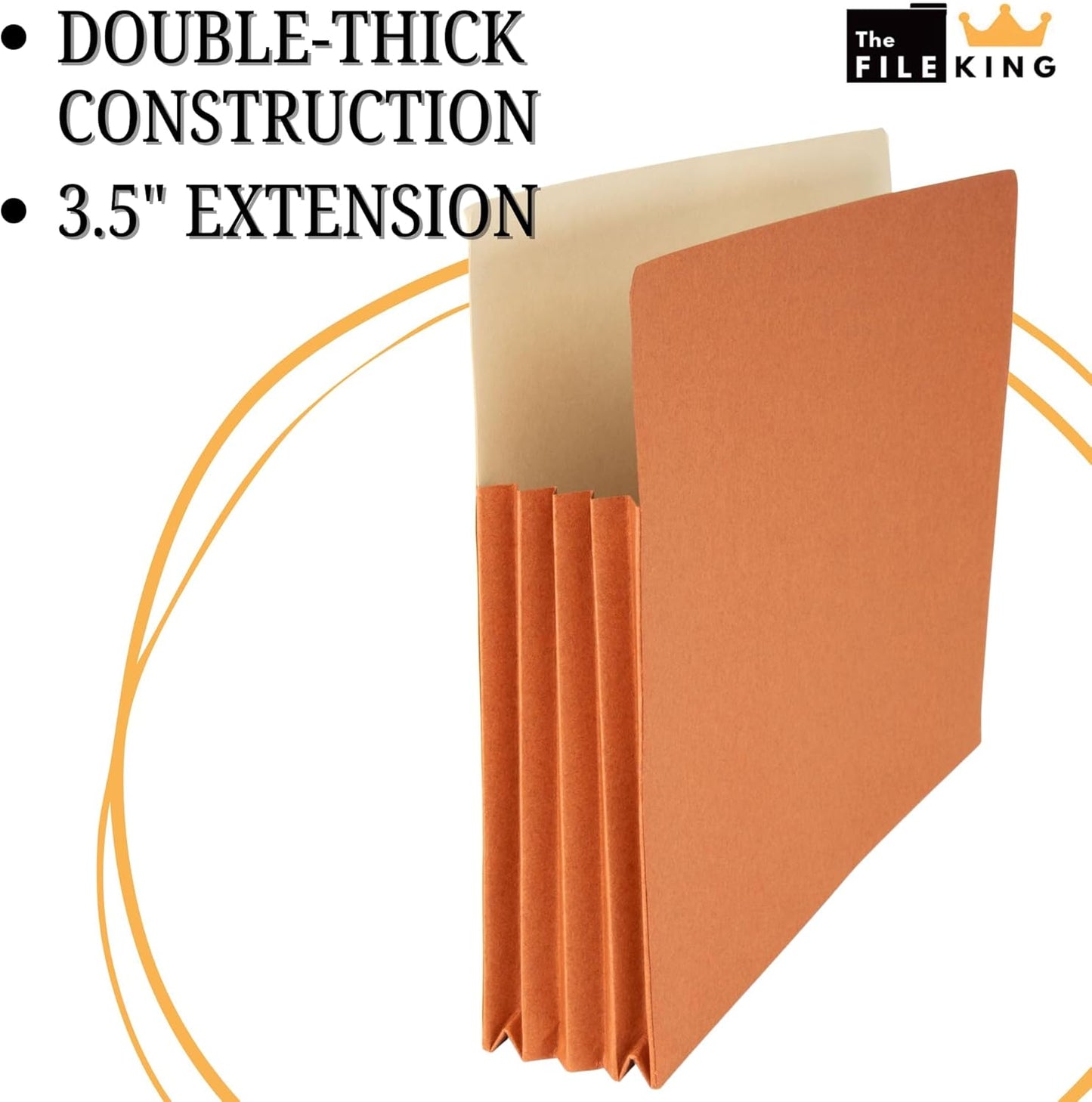 The File King Expanding Accordion File Folder | Letter Size | Box of 50 Redropes | 3.5” Expansion | Store and Organize Papers | Keep Records in One Place | Save Time Searching