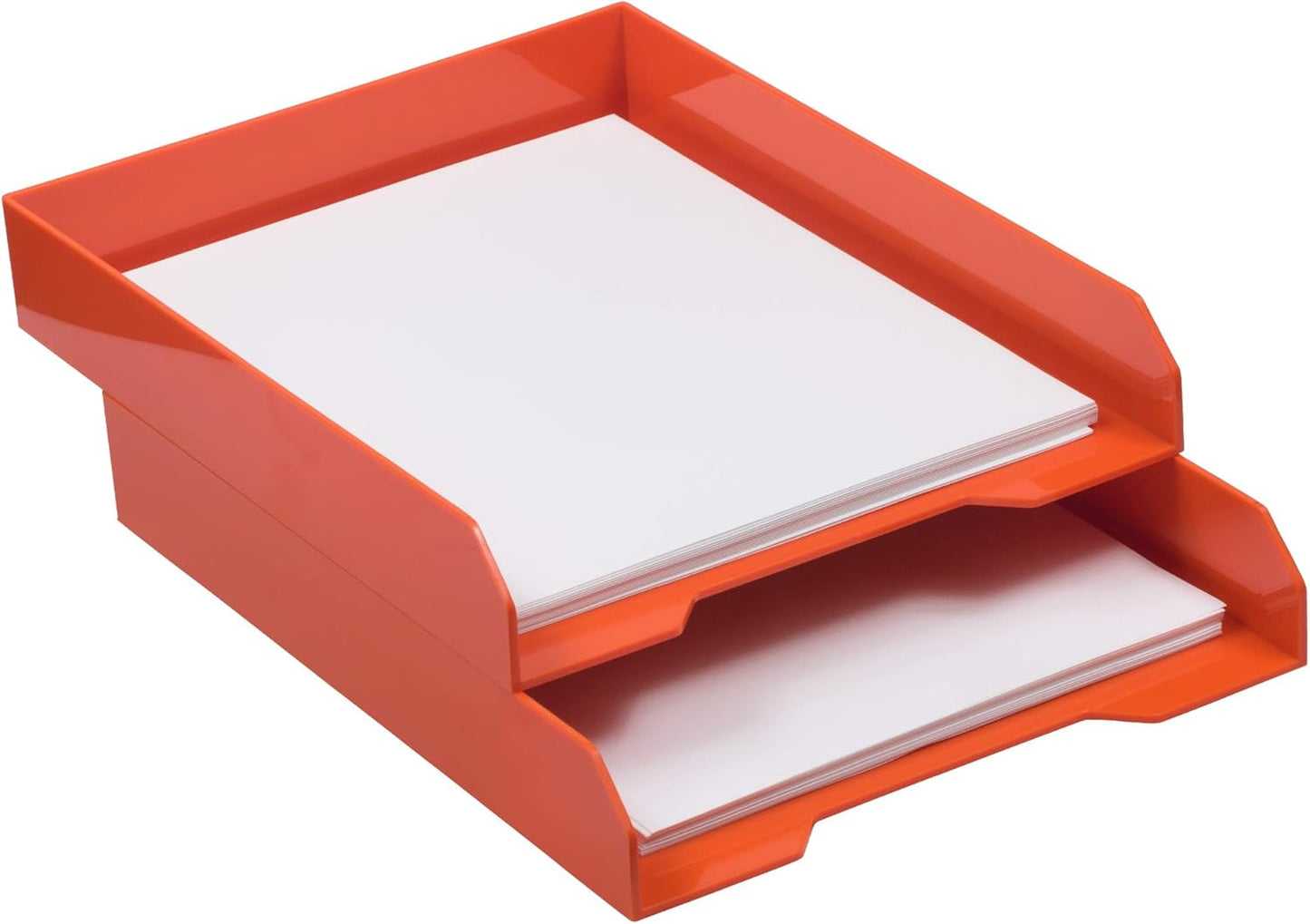 JAM PAPER Stackable Paper Trays - Orange - Desktop Document, Letter, & File Organizer Tray - Sold Individually