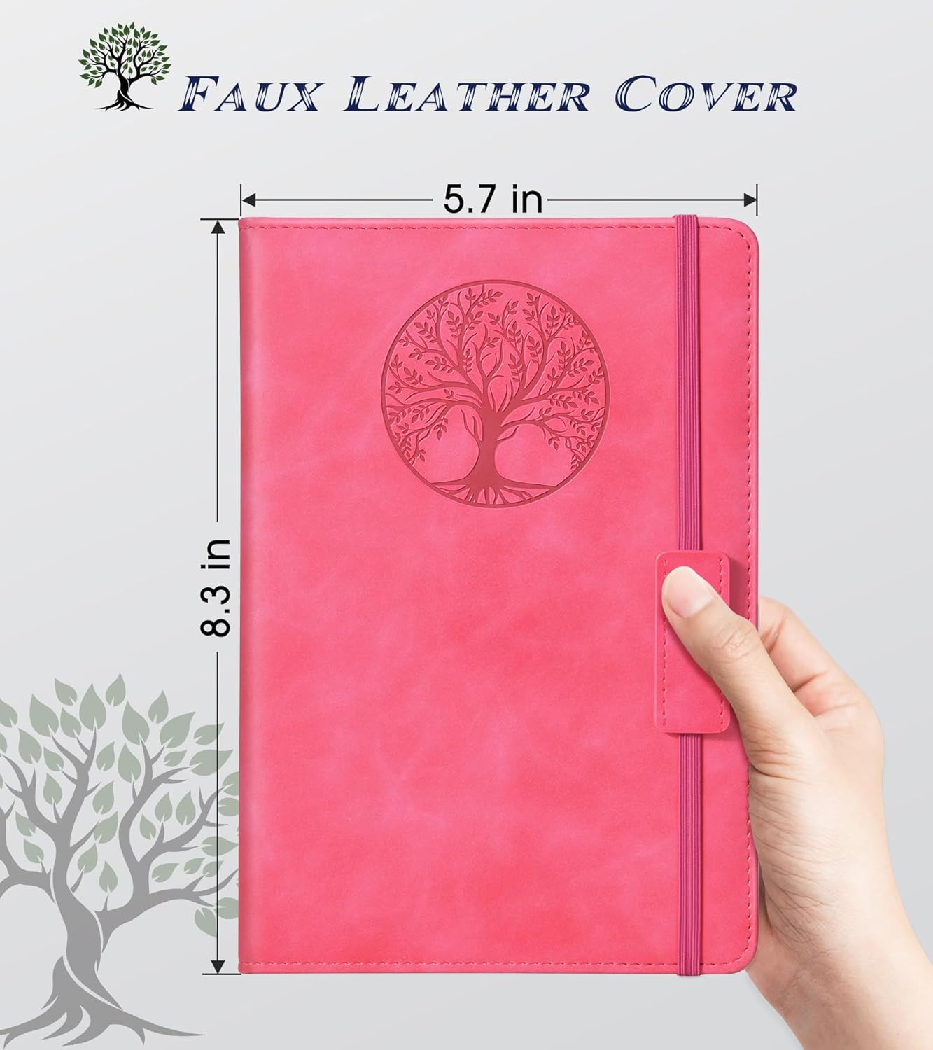 Lined Journal Notebook for Women Men,256 Pages A5 Hardcover Leather Journals for Writing,Travel,Business,Work & School,College Ruled Notebooks for Note Taking,Diary Notepad 5.7"×8.3"(pink)