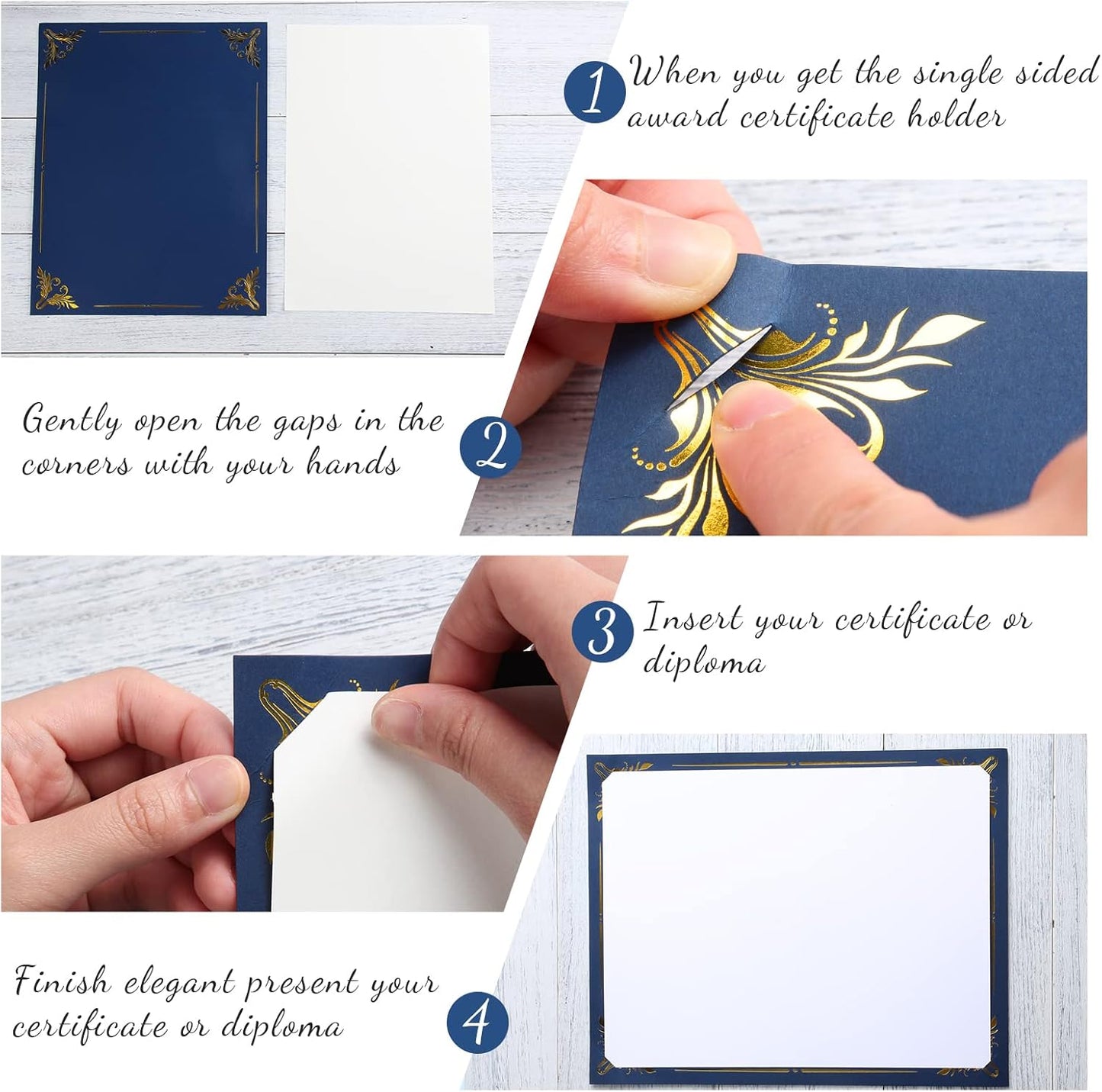 Fainne 100 Pcs Certificate Holder Foil Border Bulk 8.5 x 11 Inch Single Sided Award Diploma Cover for Letter Size Cardstock Document Paper Graduation School Marriage Supplies