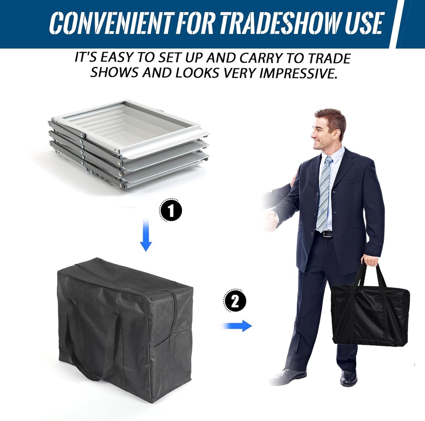 6 Pockets Aluminum Floor Standing Magazine Rack with Carrying Bag, Portable Pop-up Brochure Display Stand, Foldable Catalog Literature Display Stand, A4 Size, for Exhibition, Trade Shows, Office