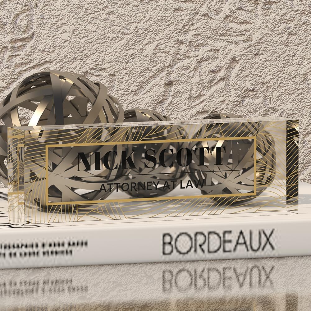 Office Desk Name Plate Personalized, Custom Name Plates for Desks on Acrylic Glass, Personalized Office Gift for Boss Coworkers